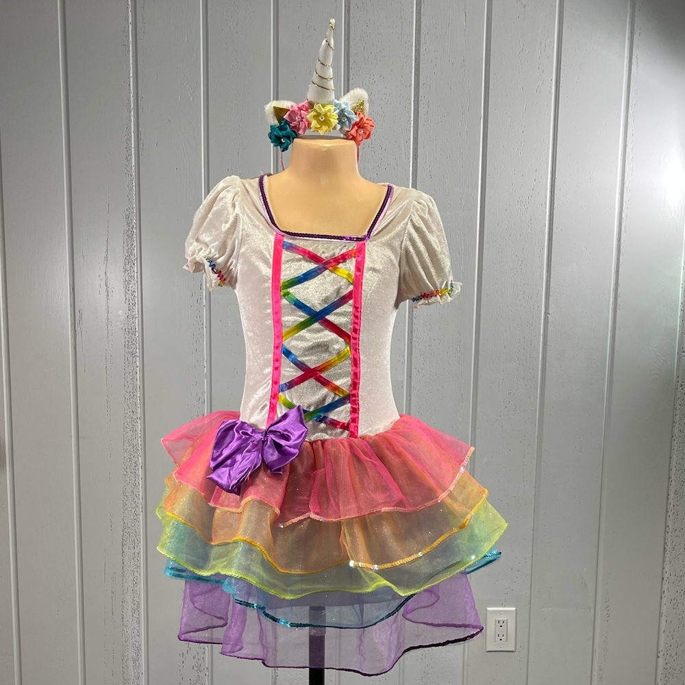 **Suit Yourself Girl's Rainbow Unicorn Costume & Headband  Sz S